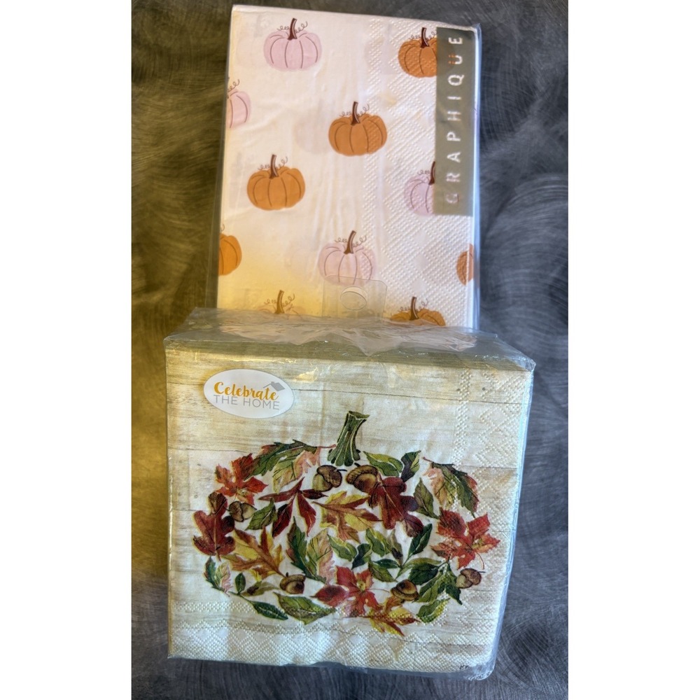 2 Pks Fall - Thanksgiving Napkins. Buffet & Beverage. 32ct & 40 Ct. New Packages
